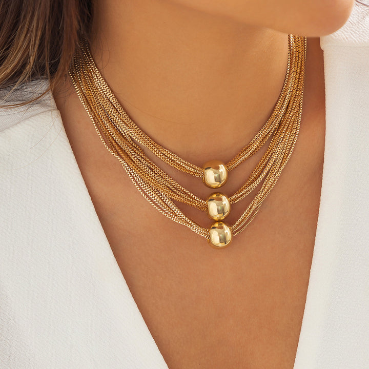 Multi-Chain Statement Ball Necklace - Salty Accessories