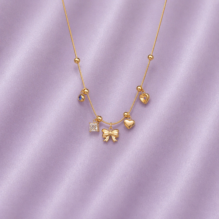 Golden Keepsake Bow Necklace