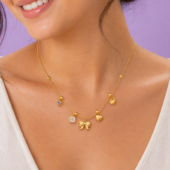 Golden Keepsake Bow Necklace
