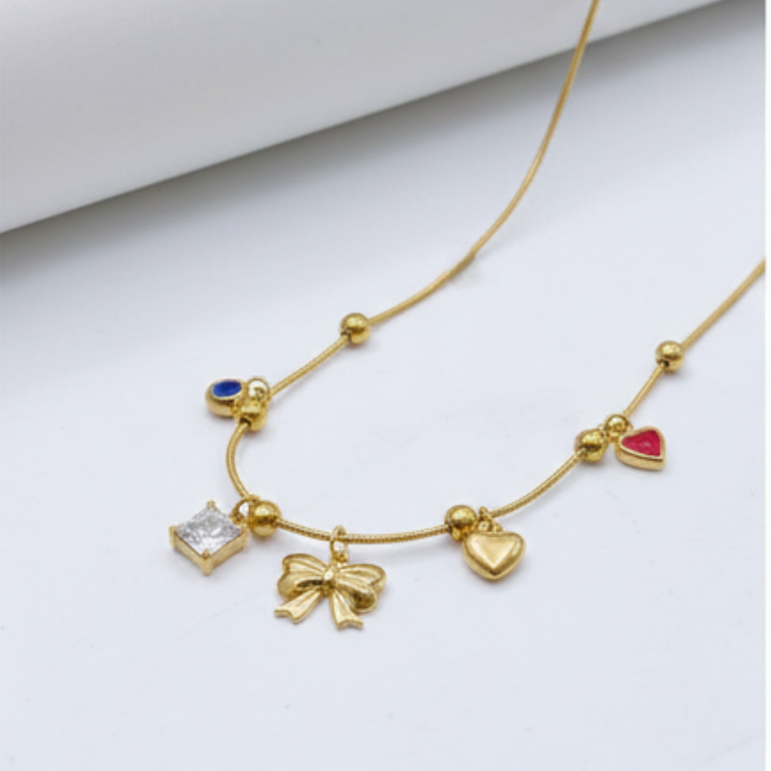 Golden Keepsake Bow Necklace