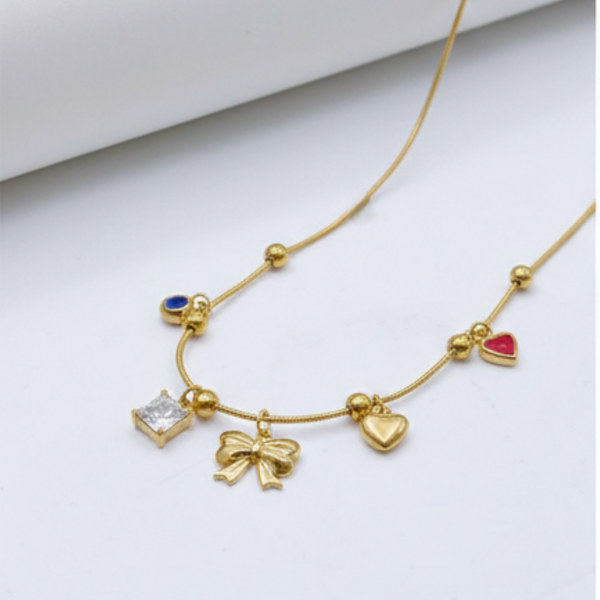 Golden Keepsake Bow Necklace