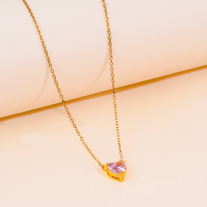 Pink Heart Dainty Necklace