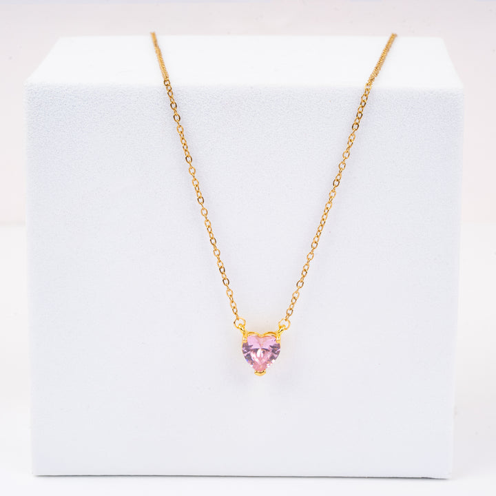 Pink Heart Dainty Necklace
