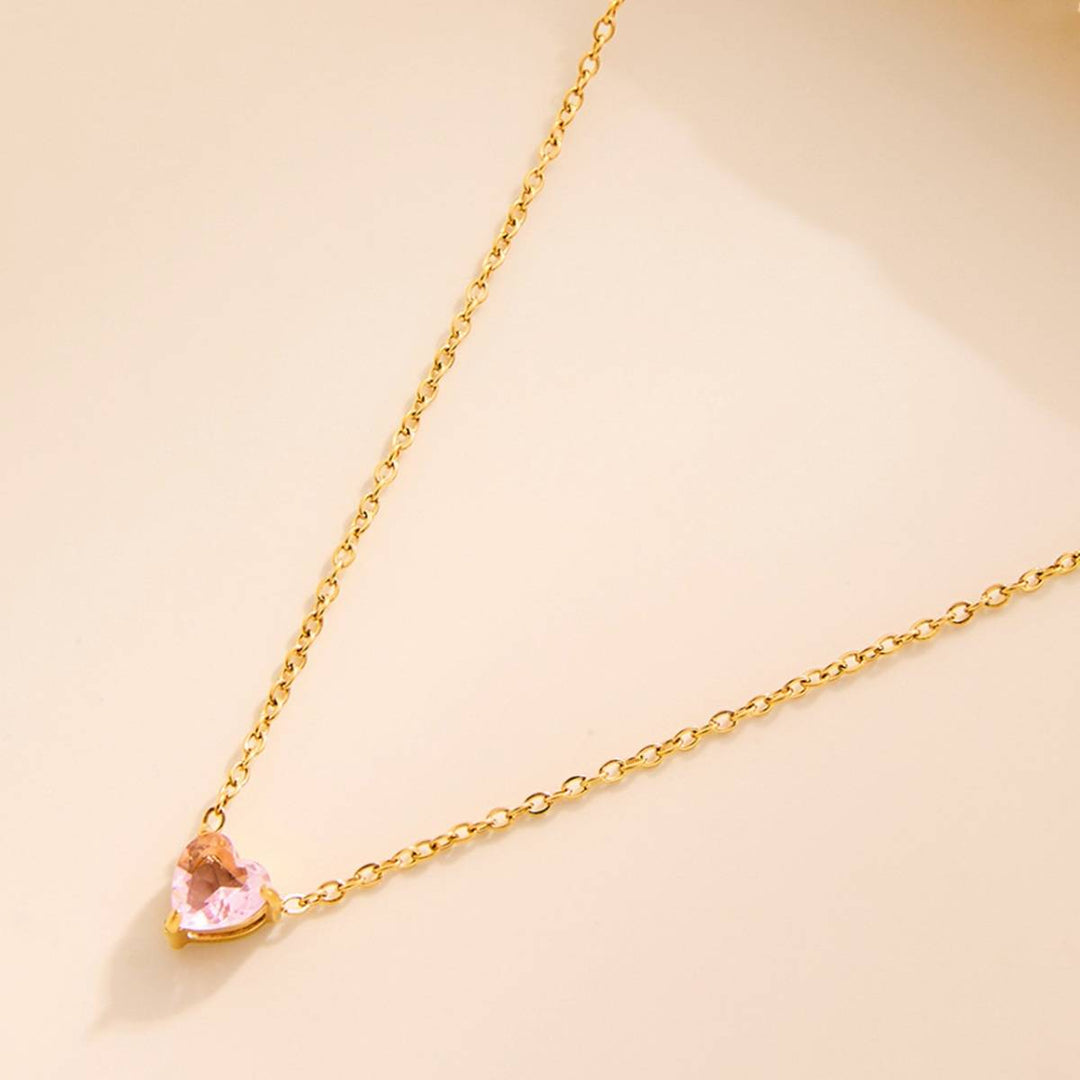 Pink Heart Dainty Necklace