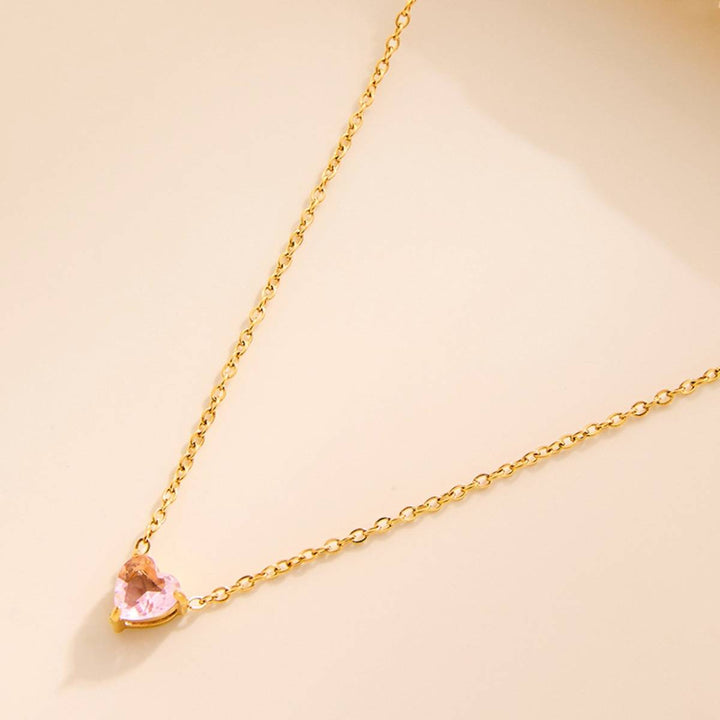 Pink Heart Dainty Necklace