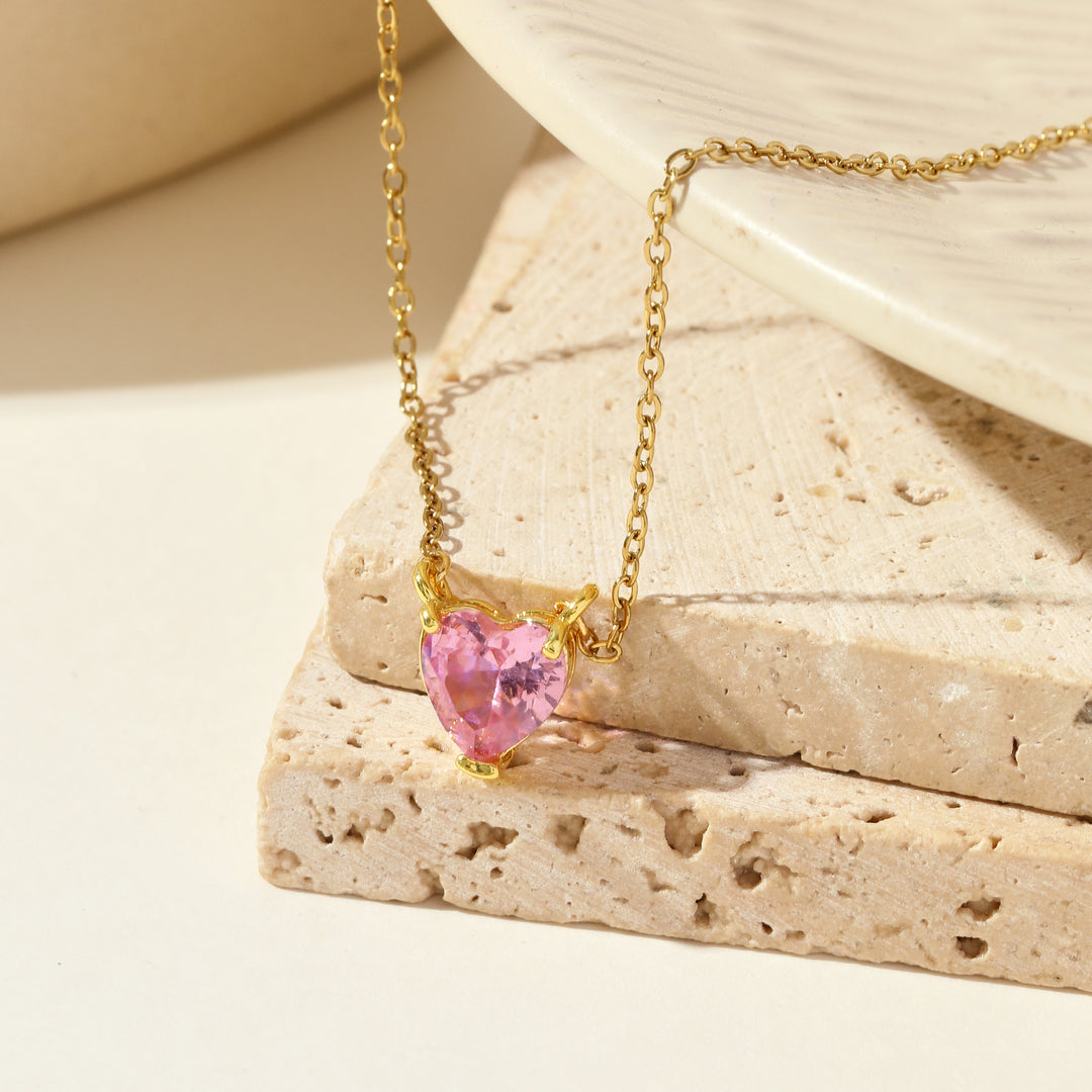 Pink Heart Dainty Necklace