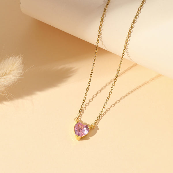 Pink Heart Dainty Necklace