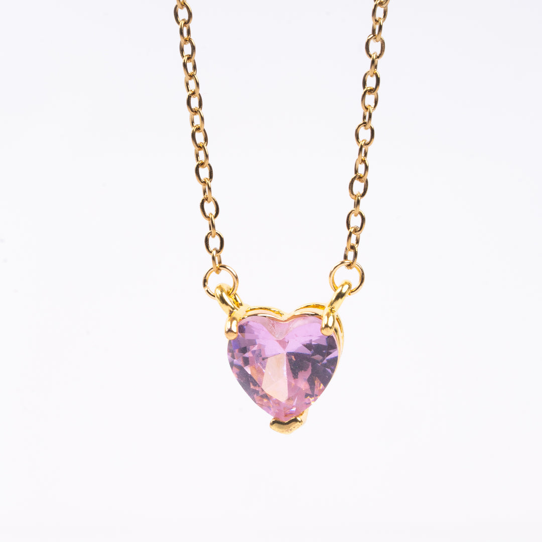 Pink Heart Dainty Necklace