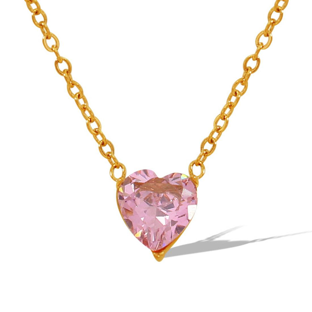 Pink Heart Dainty Necklace