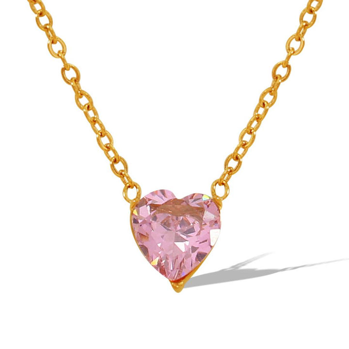 Pink Heart Dainty Necklace