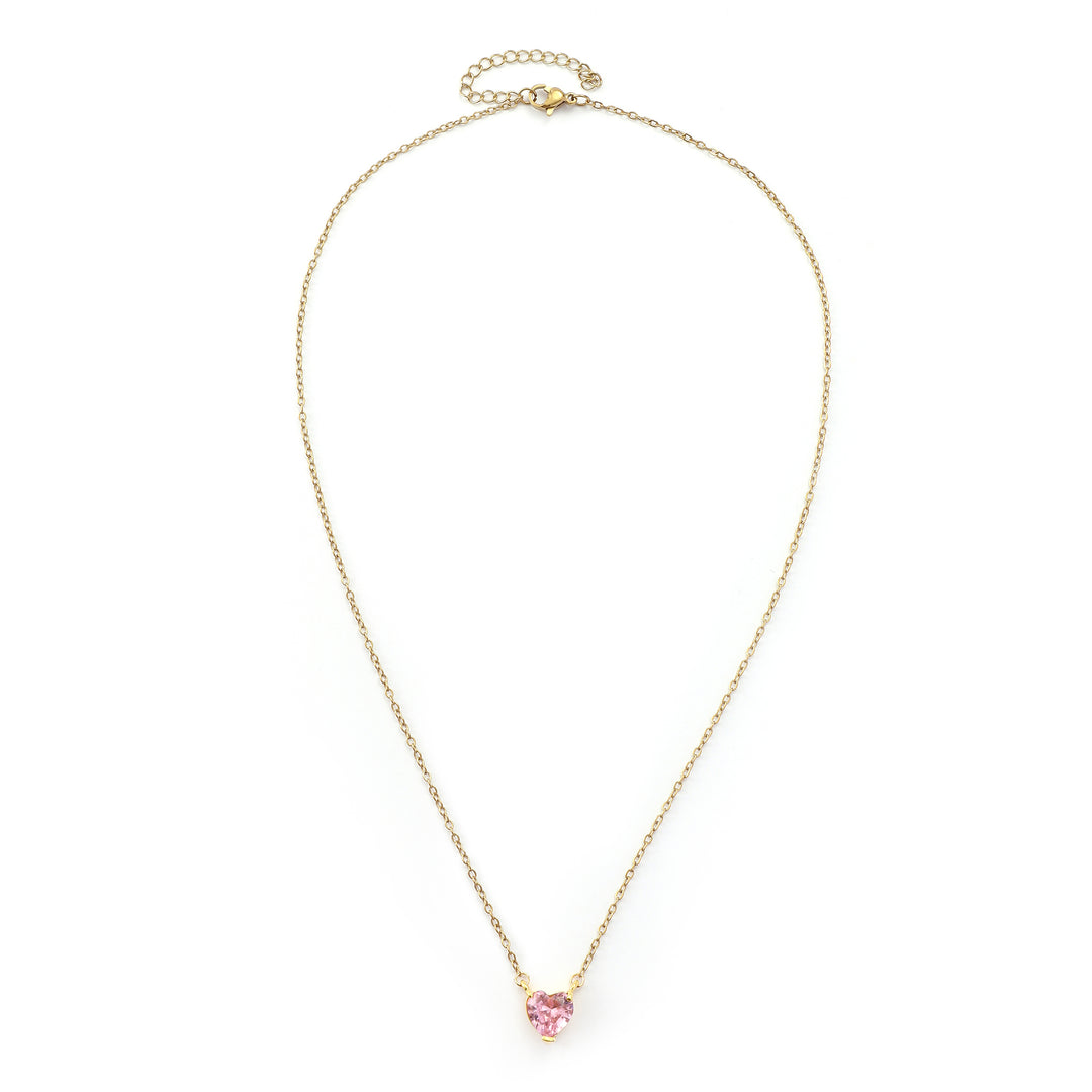 Pink Heart Dainty Necklace