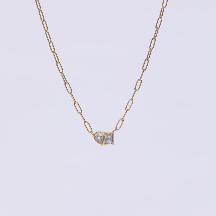 Twin Spark Paperclip Necklace