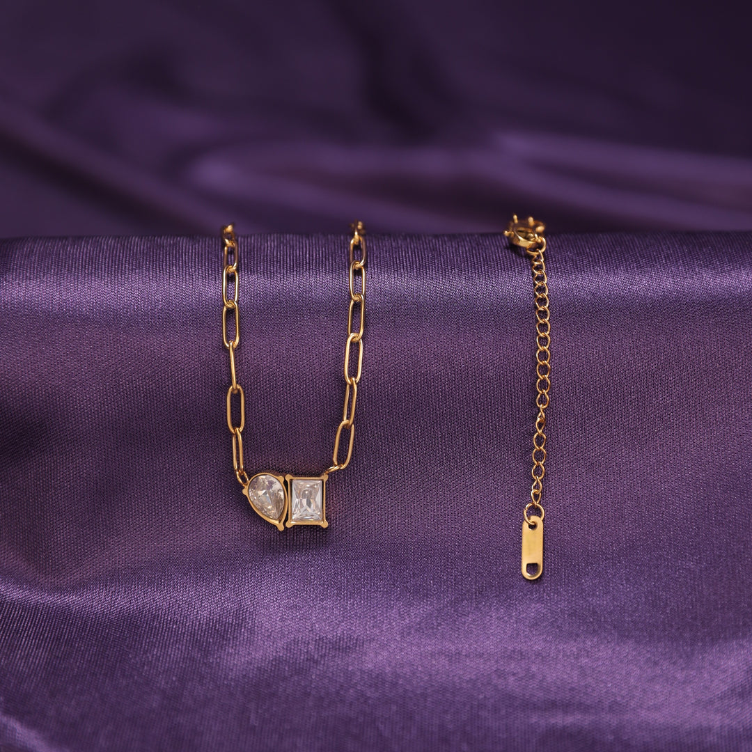 Twin Spark Paperclip Necklace