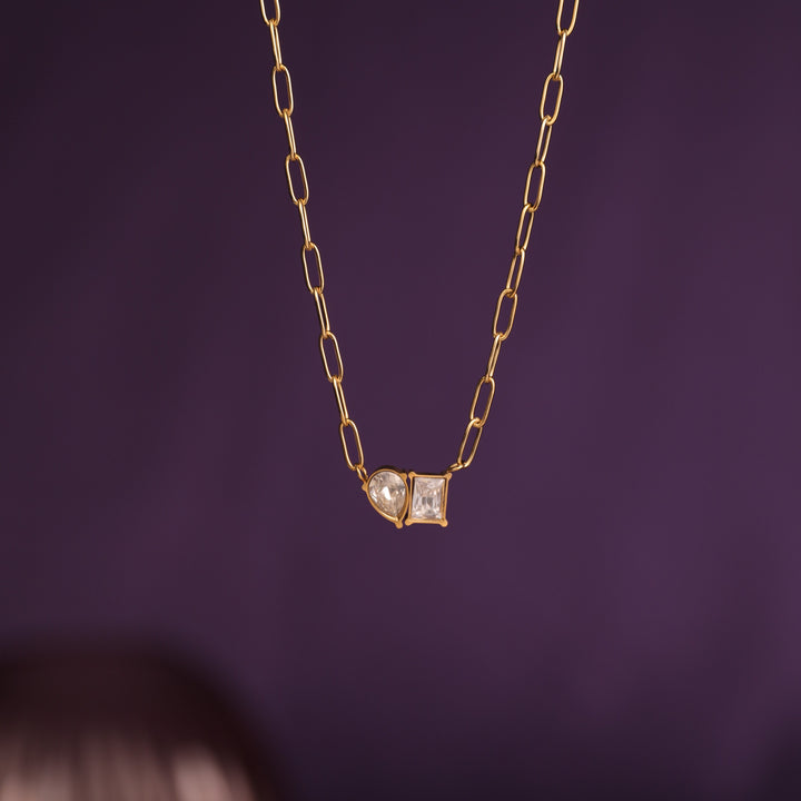 Twin Spark Paperclip Necklace