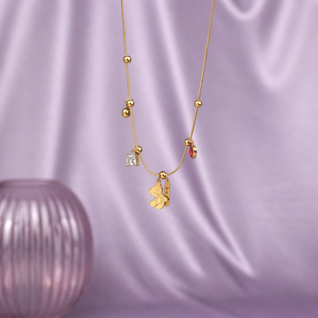 Playful Keepsake Teddy Necklace