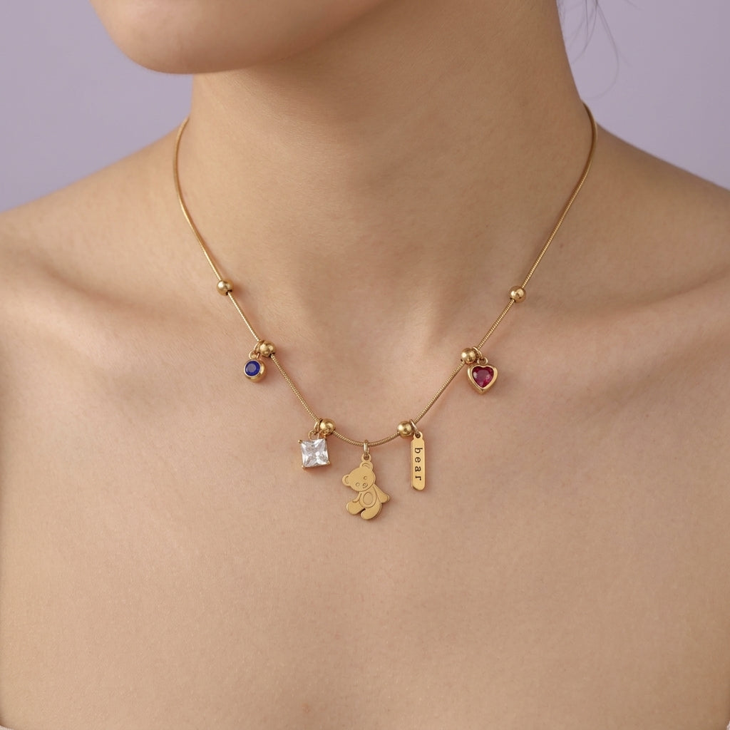 Playful Keepsake Teddy Necklace