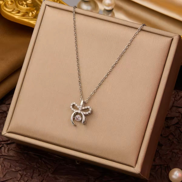 Luna Bow Charm Necklace