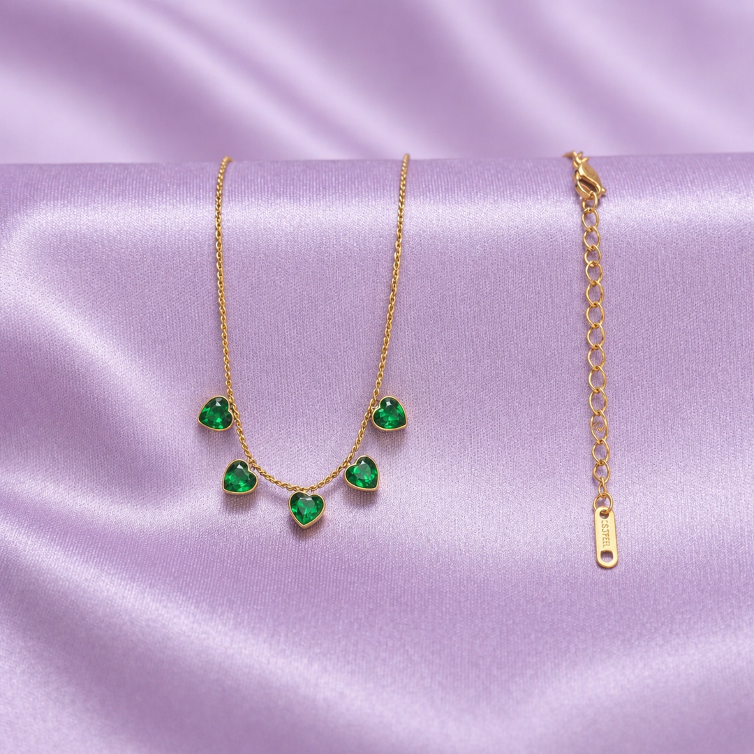 Emerald Heart Drop Necklace