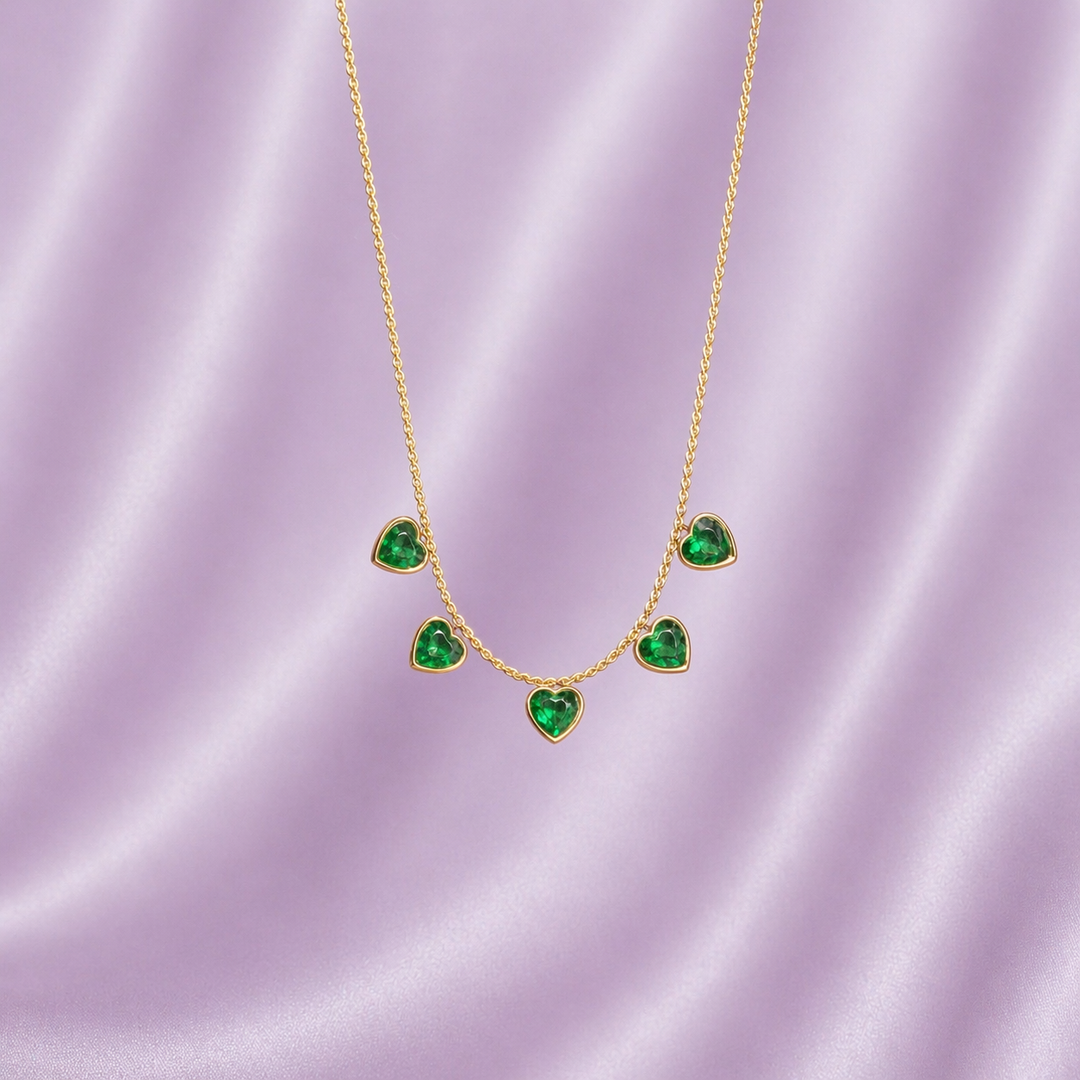Emerald Heart Drop Necklace