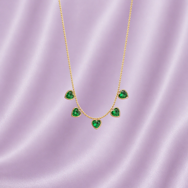 Emerald Heart Drop Necklace