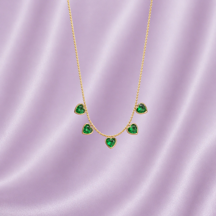 Emerald Heart Drop Necklace