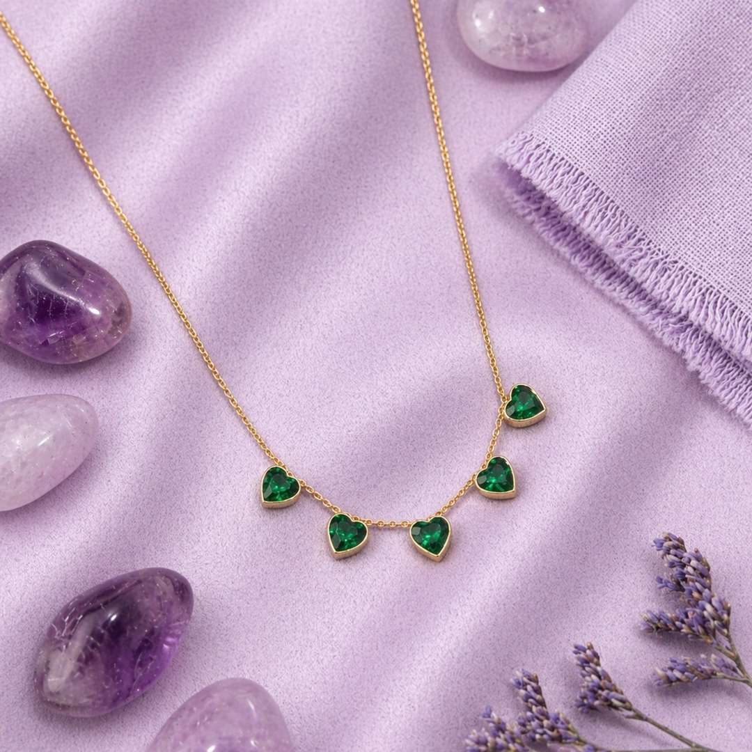 Emerald Heart Drop Necklace