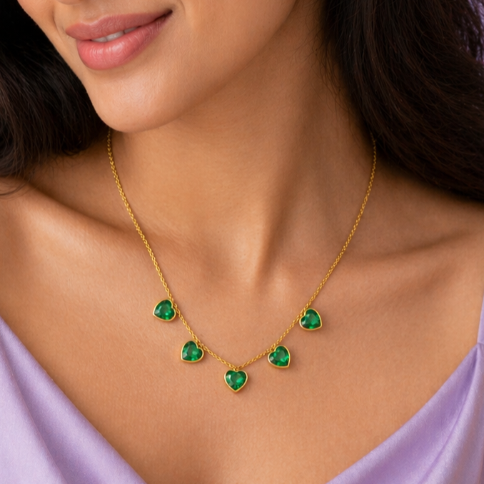 Emerald Heart Drop Necklace
