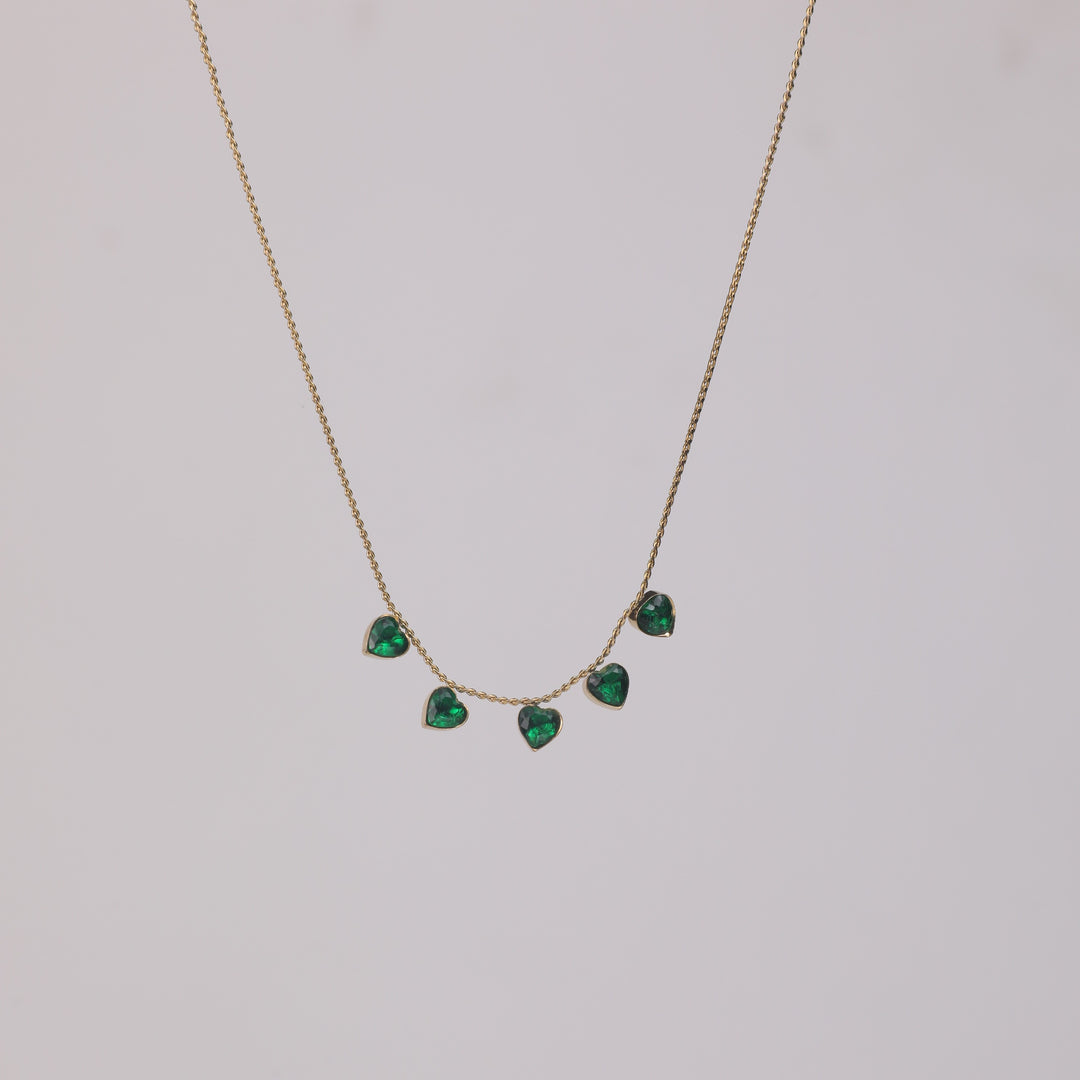 Emerald Heart Drop Necklace