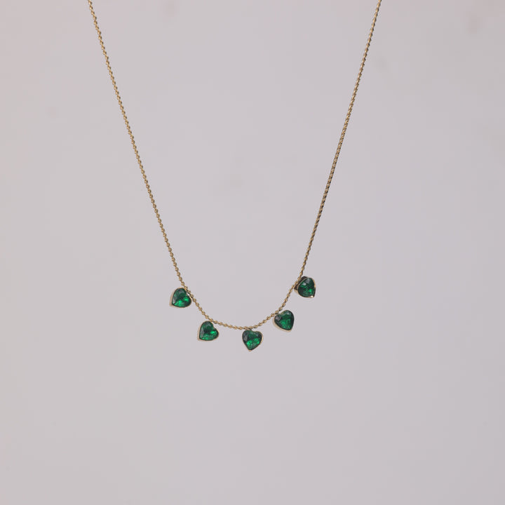 Emerald Heart Drop Necklace