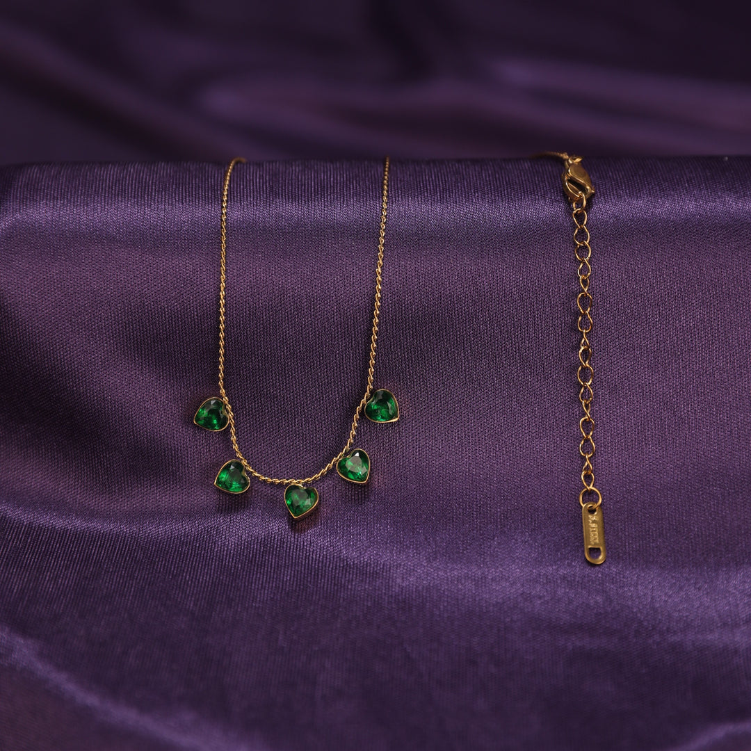 Emerald Heart Drop Necklace