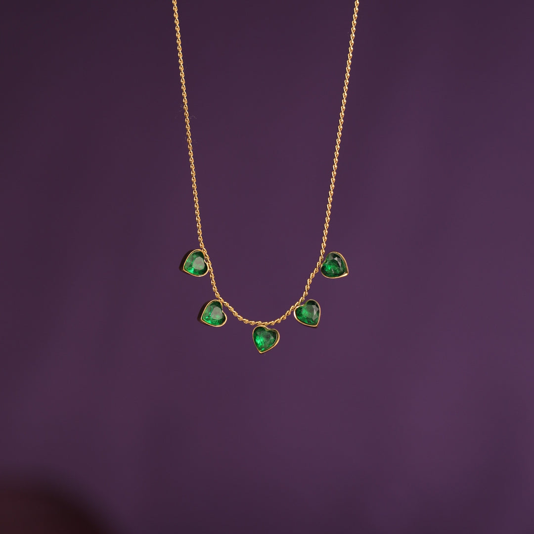 Emerald Heart Drop Necklace