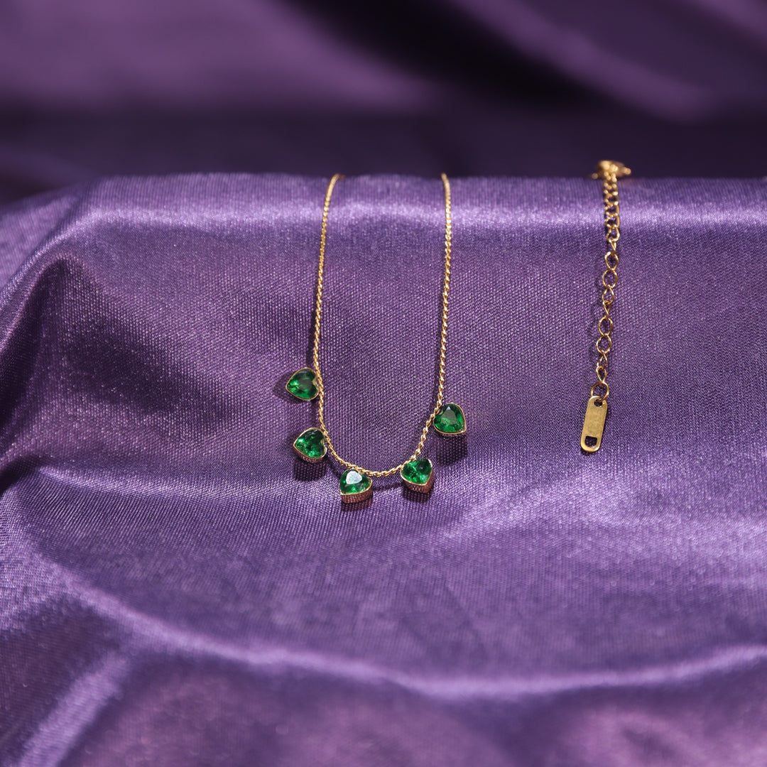 Emerald Heart Drop Necklace