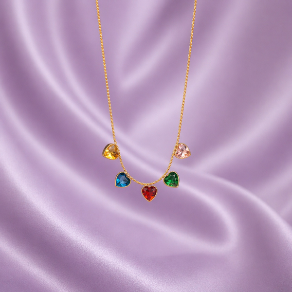 Multicolor Heart Drop Necklace