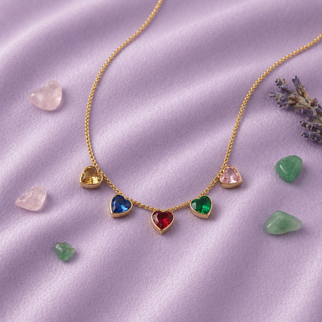 Multicolor Heart Drop Necklace