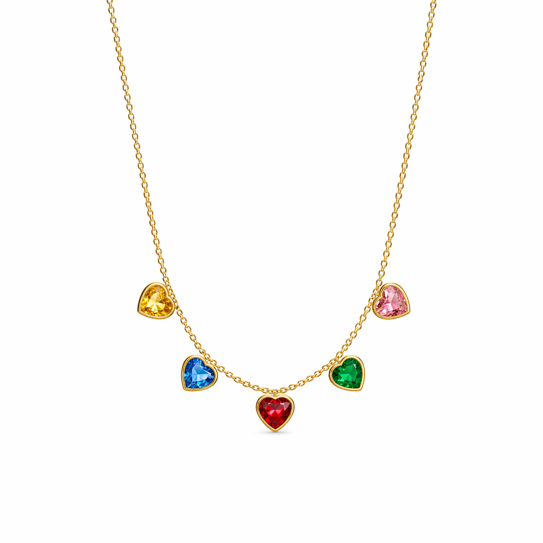 Multicolor Heart Drop Necklace