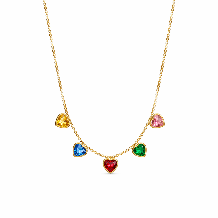 Multicolor Heart Drop Necklace