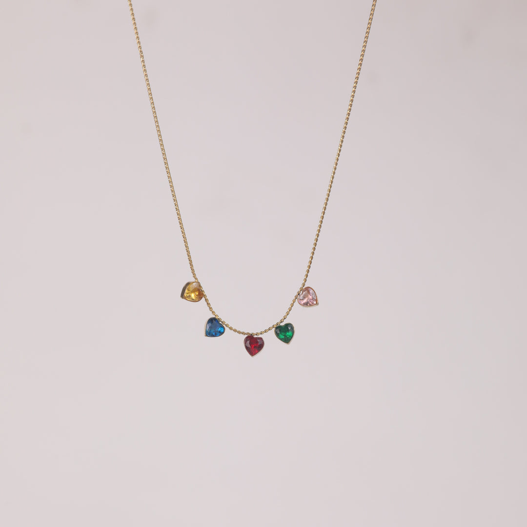 Multicolor Heart Drop Necklace