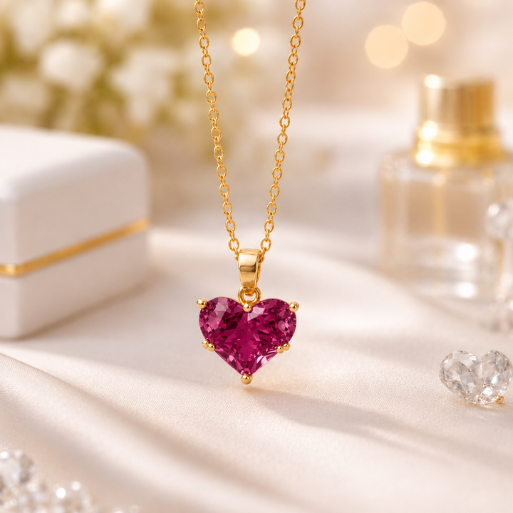 Dark Pink Heart Radiance Necklace