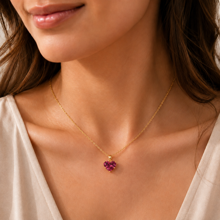Dark Pink Heart Radiance Necklace