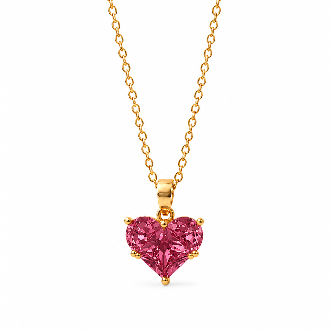 Dark Pink Heart Radiance Necklace