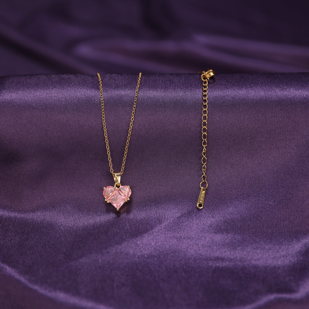Pink Heart Radiance Necklace - Salty Accessories