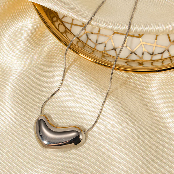 Silver Curved Bean Necklace