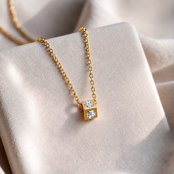 Golden Chain White Tag Necklace