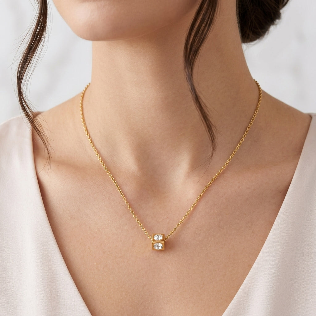 Golden Chain White Tag Necklace