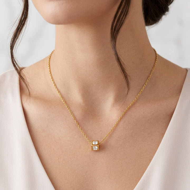 Golden Chain White Tag Necklace