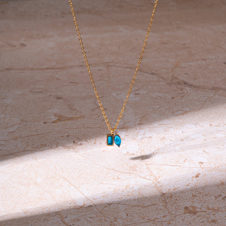 Golden Blue Stone Necklace | Salty