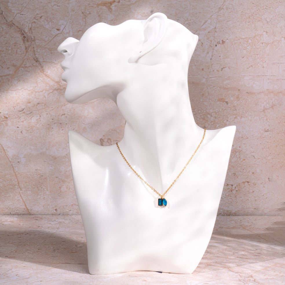 Golden Blue Stone Necklace | Salty