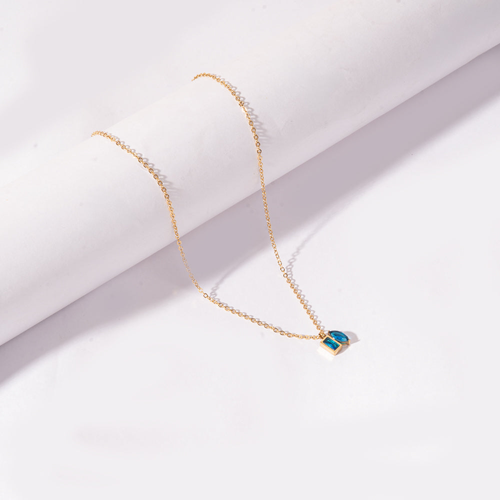 Golden Blue Stone Necklace | Salty