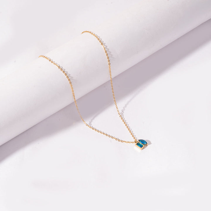Golden Blue Stone Necklace | Salty