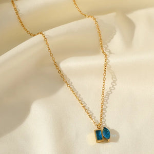 Golden Blue Stone Necklace
